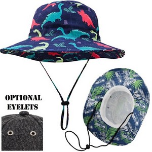 Sublimated Summer Fishing Bucket Hats w/ Adjustable Drawstring